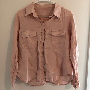 Pink linen button down